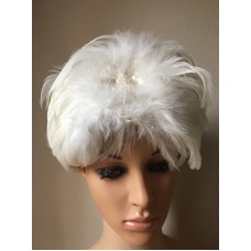 $99.95 Hat Mujer&apos;s Ladies&apos; Pillbox Stunning Pheasant White Feathers Size M  eb-69785124